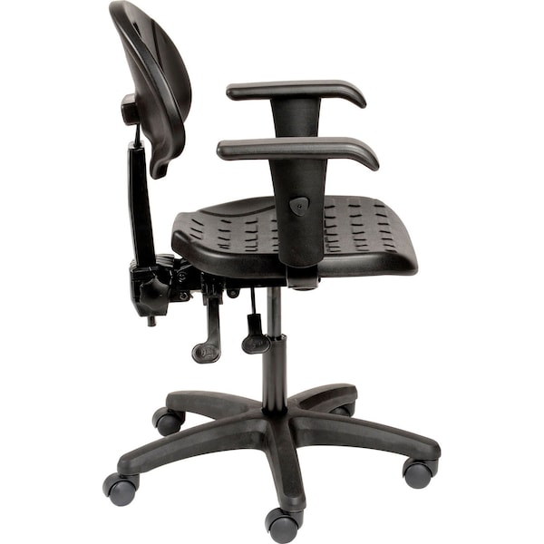 Interion Polyurethane Task Chair With Adjustable Arms, Black